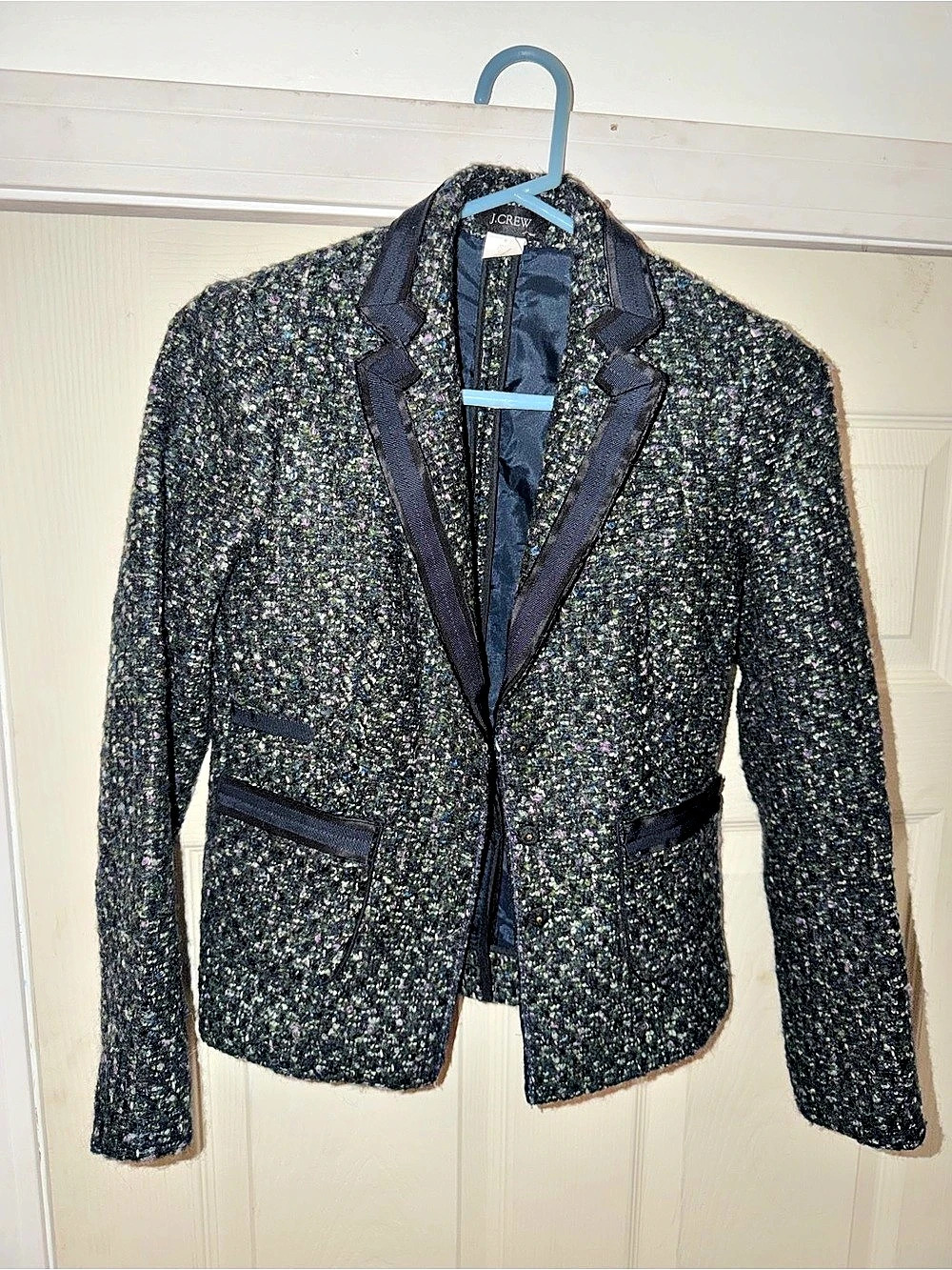 J.Crew Tweed Blazer in Black & Green Size 0